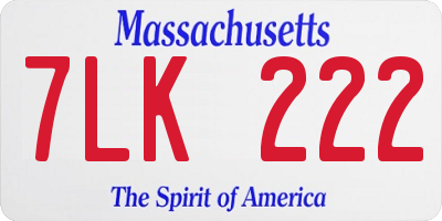 MA license plate 7LK222