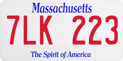 MA license plate 7LK223