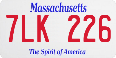 MA license plate 7LK226