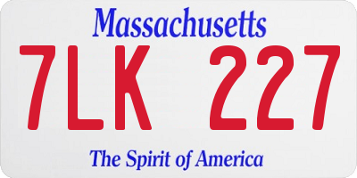MA license plate 7LK227