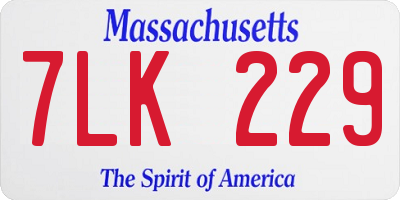 MA license plate 7LK229