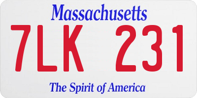 MA license plate 7LK231