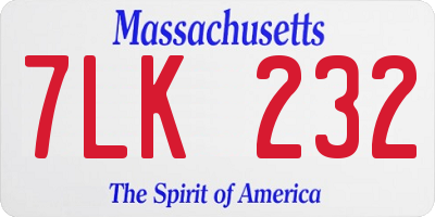 MA license plate 7LK232