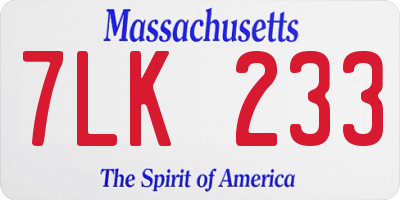 MA license plate 7LK233