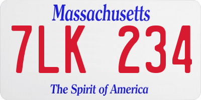 MA license plate 7LK234