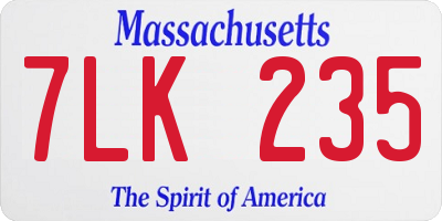 MA license plate 7LK235