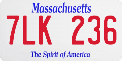 MA license plate 7LK236