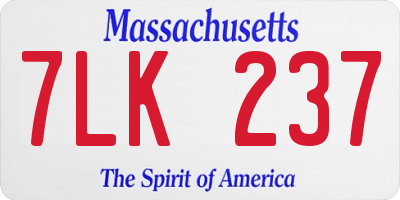 MA license plate 7LK237