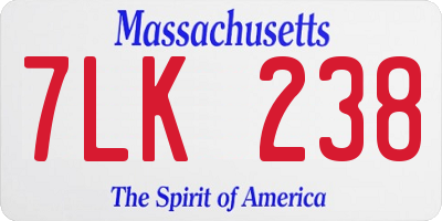 MA license plate 7LK238