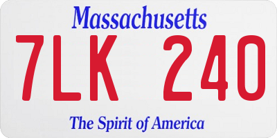 MA license plate 7LK240