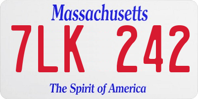 MA license plate 7LK242