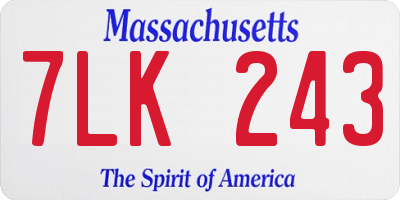 MA license plate 7LK243