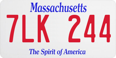 MA license plate 7LK244