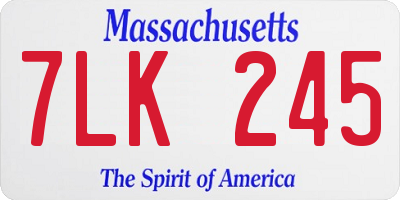 MA license plate 7LK245