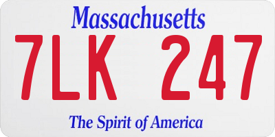 MA license plate 7LK247