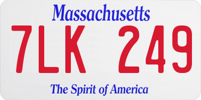 MA license plate 7LK249