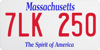 MA license plate 7LK250