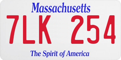 MA license plate 7LK254