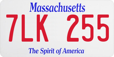 MA license plate 7LK255