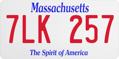 MA license plate 7LK257