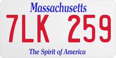MA license plate 7LK259