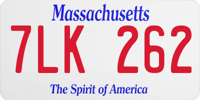 MA license plate 7LK262