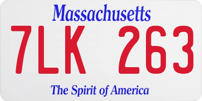 MA license plate 7LK263