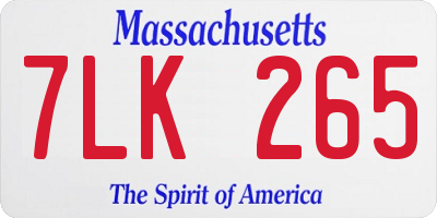 MA license plate 7LK265