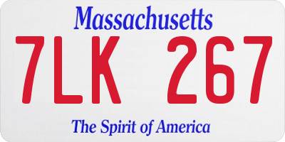 MA license plate 7LK267