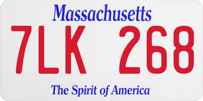 MA license plate 7LK268