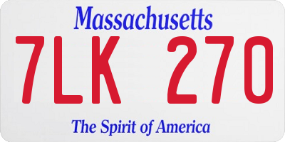 MA license plate 7LK270