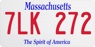 MA license plate 7LK272
