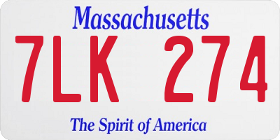 MA license plate 7LK274