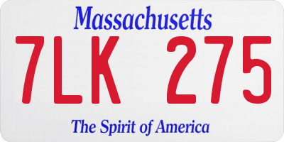 MA license plate 7LK275