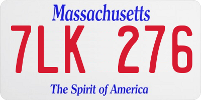 MA license plate 7LK276