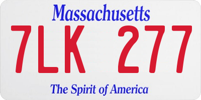MA license plate 7LK277