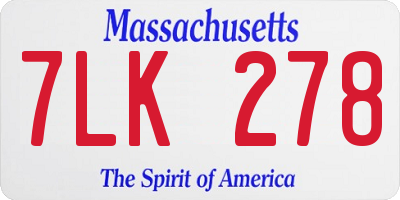 MA license plate 7LK278
