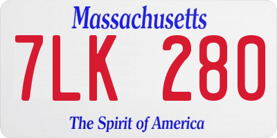 MA license plate 7LK280