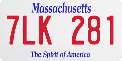 MA license plate 7LK281
