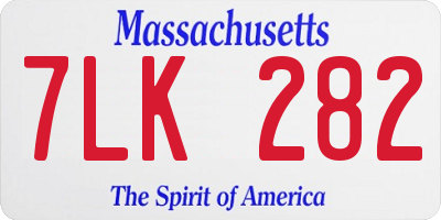 MA license plate 7LK282