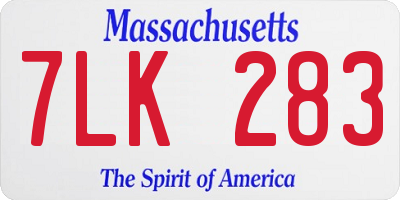 MA license plate 7LK283