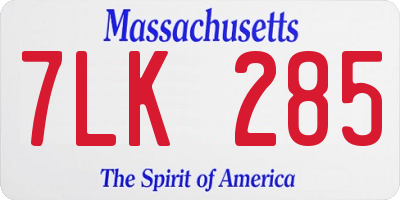 MA license plate 7LK285