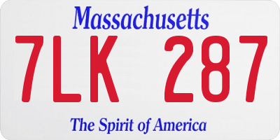 MA license plate 7LK287
