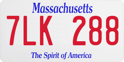 MA license plate 7LK288