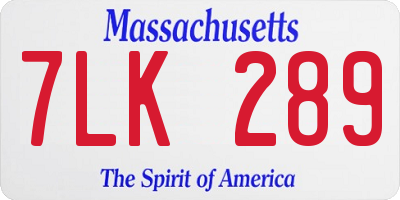 MA license plate 7LK289