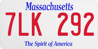 MA license plate 7LK292
