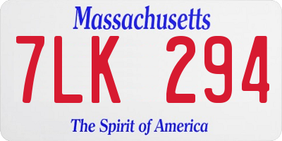 MA license plate 7LK294