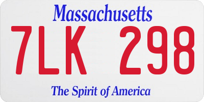 MA license plate 7LK298