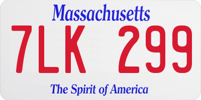 MA license plate 7LK299
