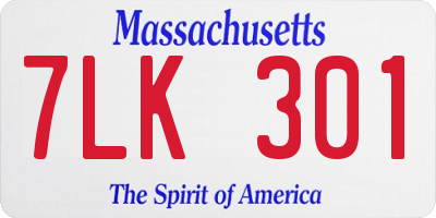 MA license plate 7LK301
